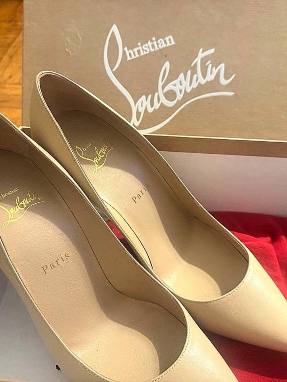 Christian Louboutin Kate 100 Nappa Leather Pump Beige EU 39